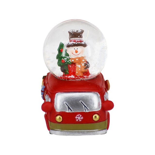日本MARKS聖誕雪人水晶球車 3吋高-紅色(圖)